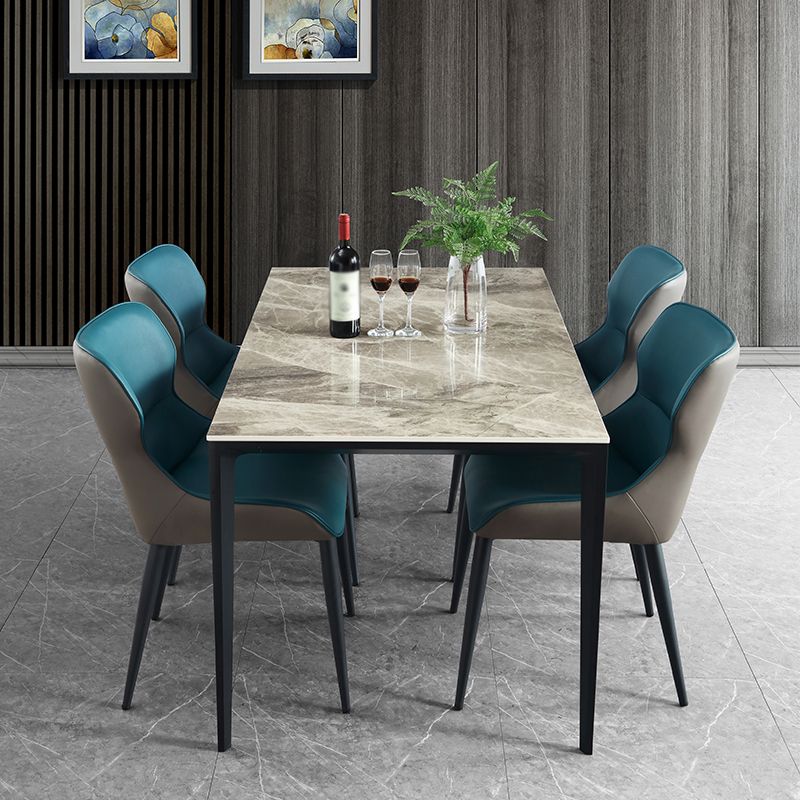 Contemporary Style Dining Site Table Rectangle Stone Furniture with 4-foot