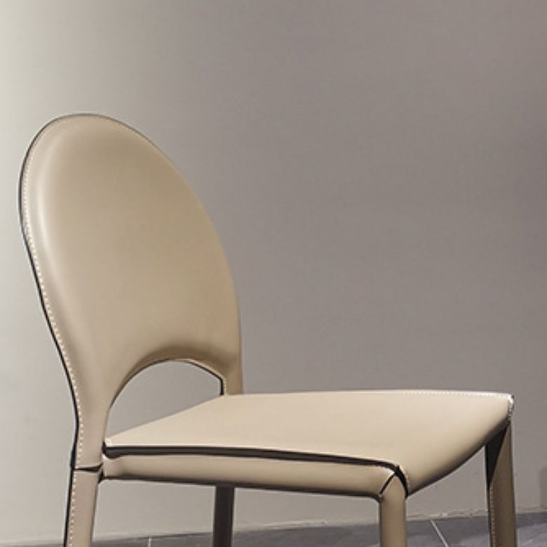 Faux Leather Dining Chairs Contemporary Chair with Metal Legs