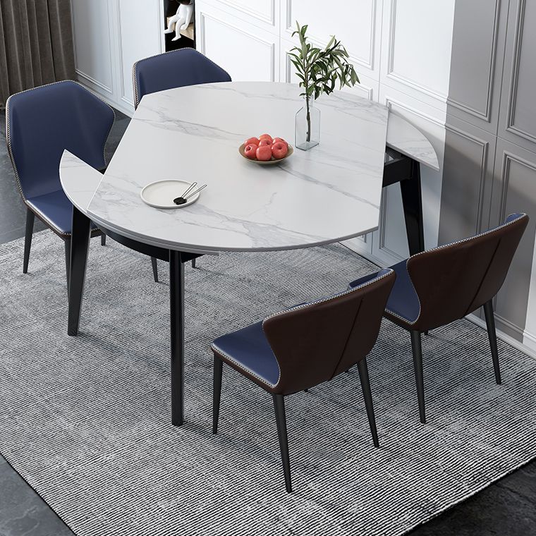 Minimalist White Sintered Stone Table Round Shape Standard Dining Table with 4 Legs Base
