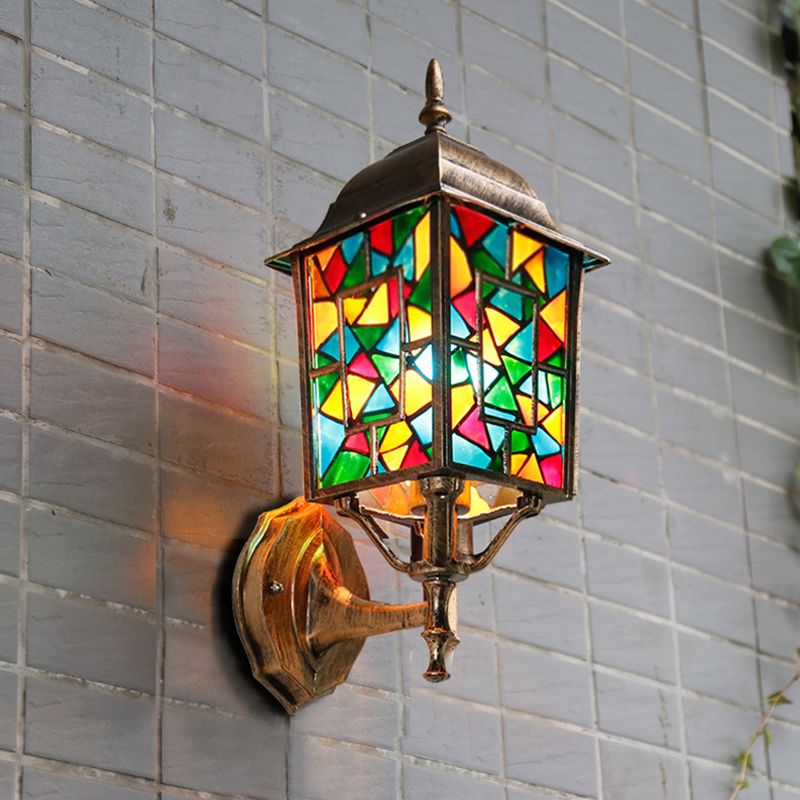 Brass 1 Light Wall Mount Lamp Countryside Metal Birdcage Wall Sconce Lighting for Outdoor