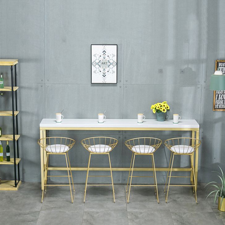 Glam 1/2/5/9 Pieces Bar Table Set Rectangle Bar Table with High Metal Stools for Home