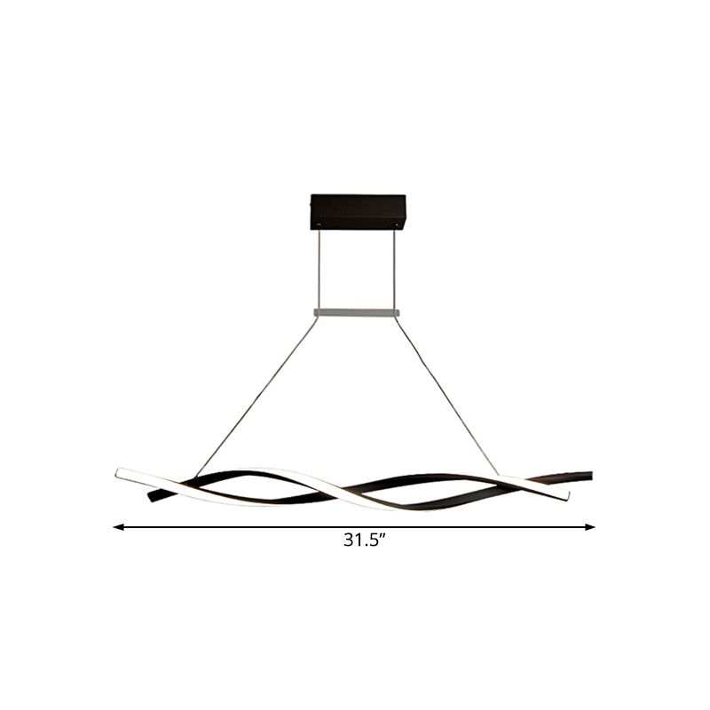 Lampada del lampadario ad onde acriliche LED LED LED Black/Grey Impiccing Lampada in luce bianca/calda/naturale, larghezza 31,5 "/39"/47 "