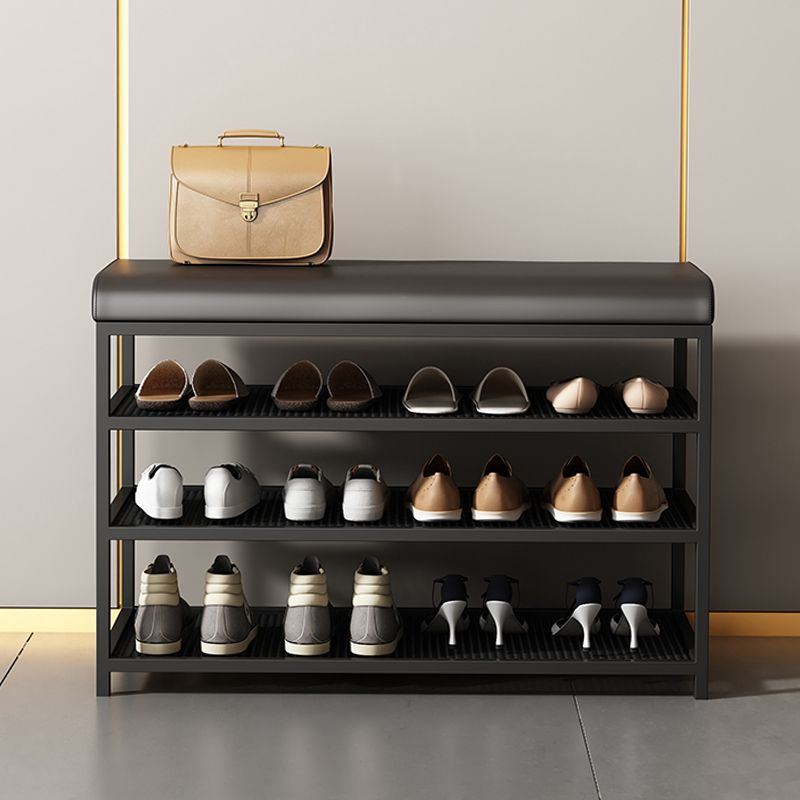 Modern Cushioned Seating Bench Rectangle Shoe Storage Entryway Bench