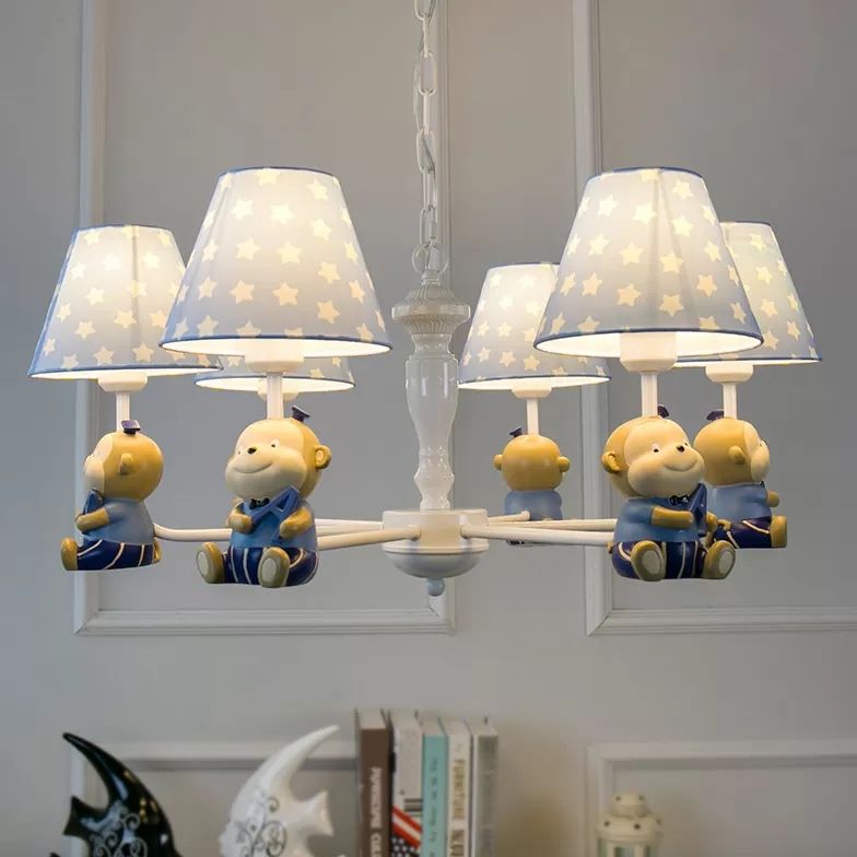 Dot Tapered Schatten Kronleuchter Kinder Metallharz hängen Licht mit Affen für Esszimmer