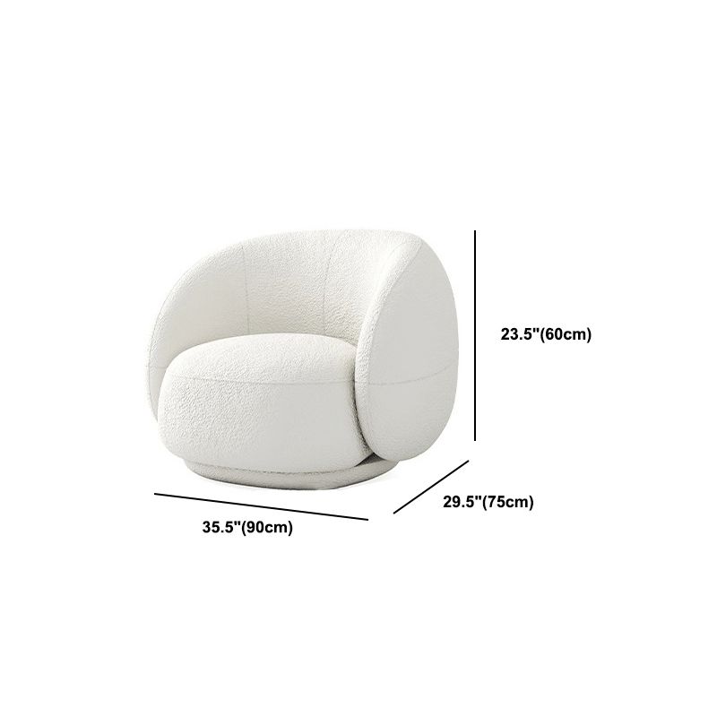 Contemporary Curved Wool Sofa Sloped Armed Sofa in White of 27.56" H
