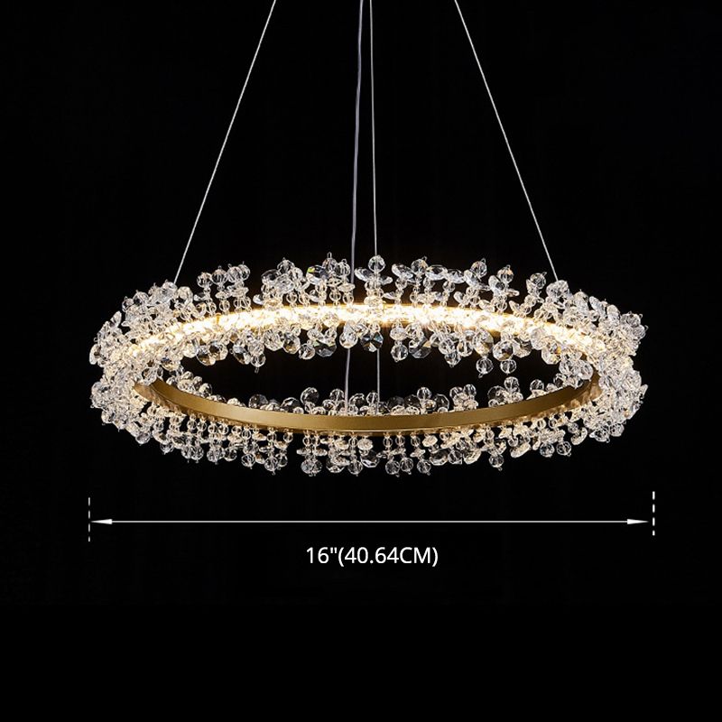 K9 Crystal Goldelier LED LED Minimalist Round Suspension Spender Light per camera da letto