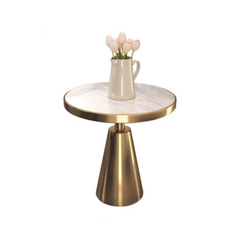 Glam Glossy Marble/Stone Top End Table Stainless Steel Pedestal Sofa Side Table