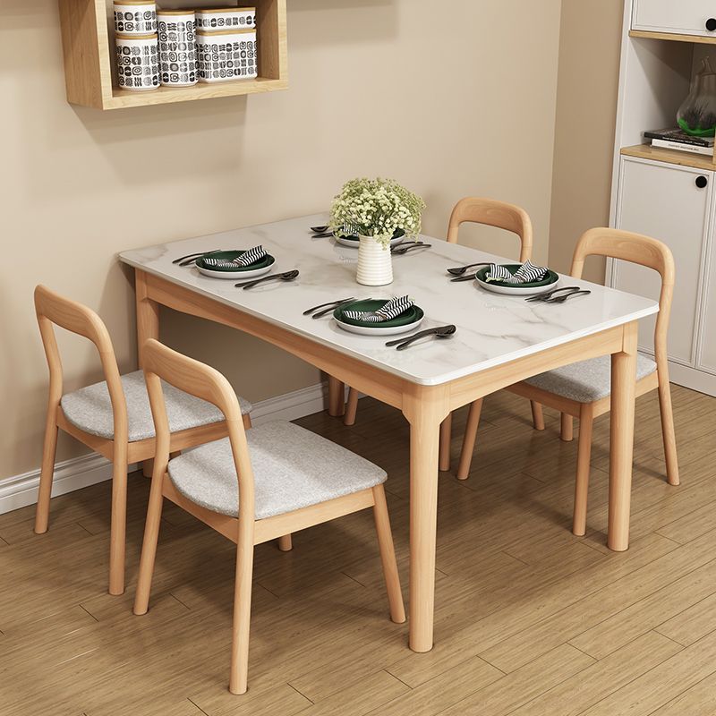 White Top Dinette Table with Wooden Legs Modern Dining Table for Home