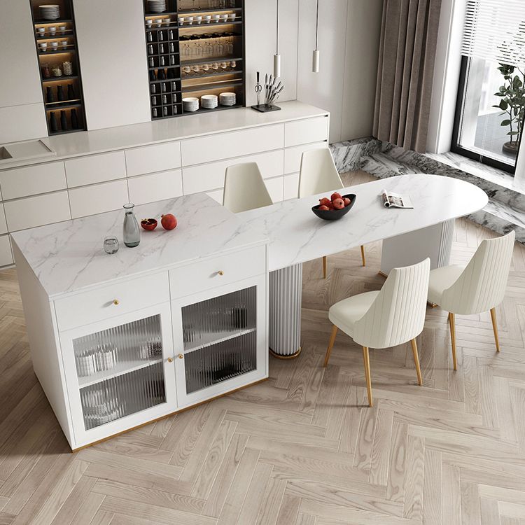 Free Form Sintered Stone Table for Restaurant Luxury Table with Double Pedestal