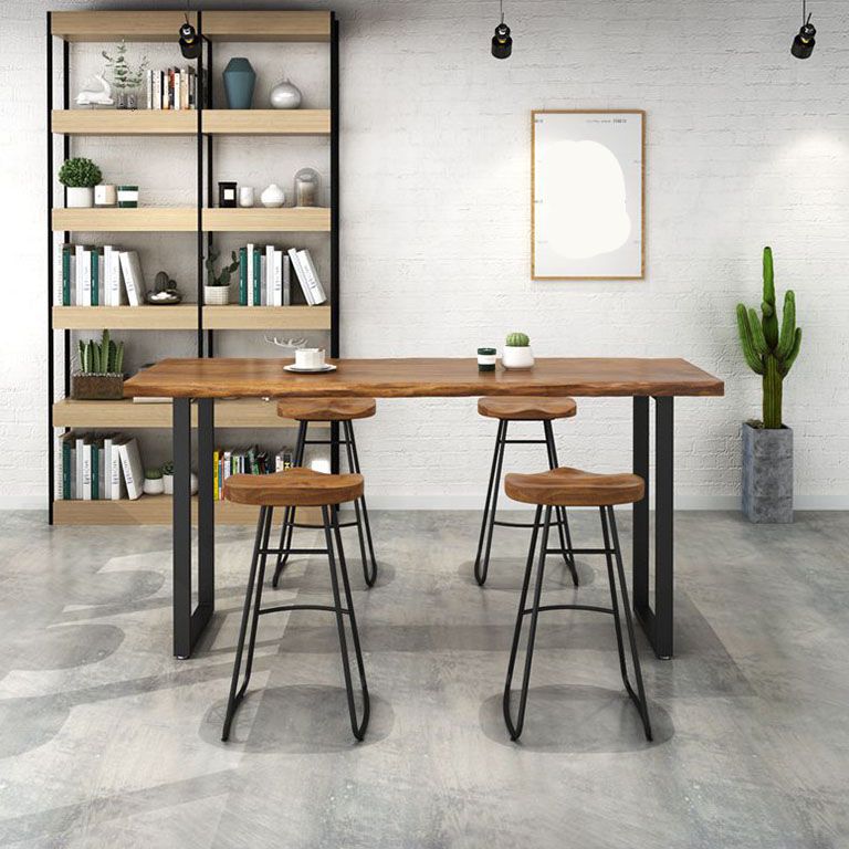 1/2/5 Pieces Rectangular Counter Set Industrial Solid Wood Bar Table Set for Home Use