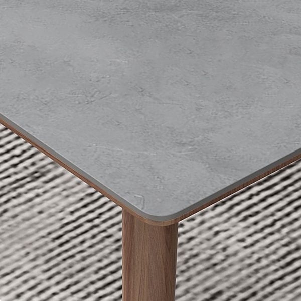 Mesa de comedor gris de cocina Mid-Century Mesa de comedor rectangular de piedra sinterizada con 4 patas