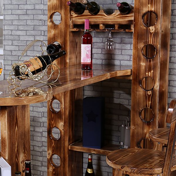 Traditional Wooden Bar Dining Table Ellipse Shape Bar Table for Kitchen