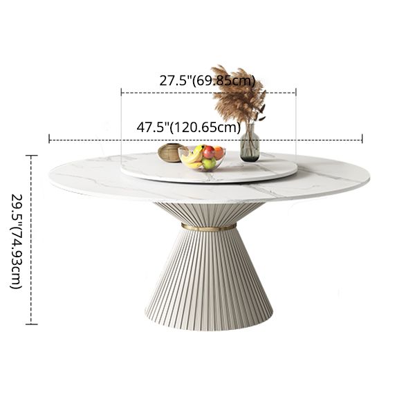 Nordic Round Sintered Stone Dining Table for 4/6 with Pedestal Base Dining Set for Restaurant