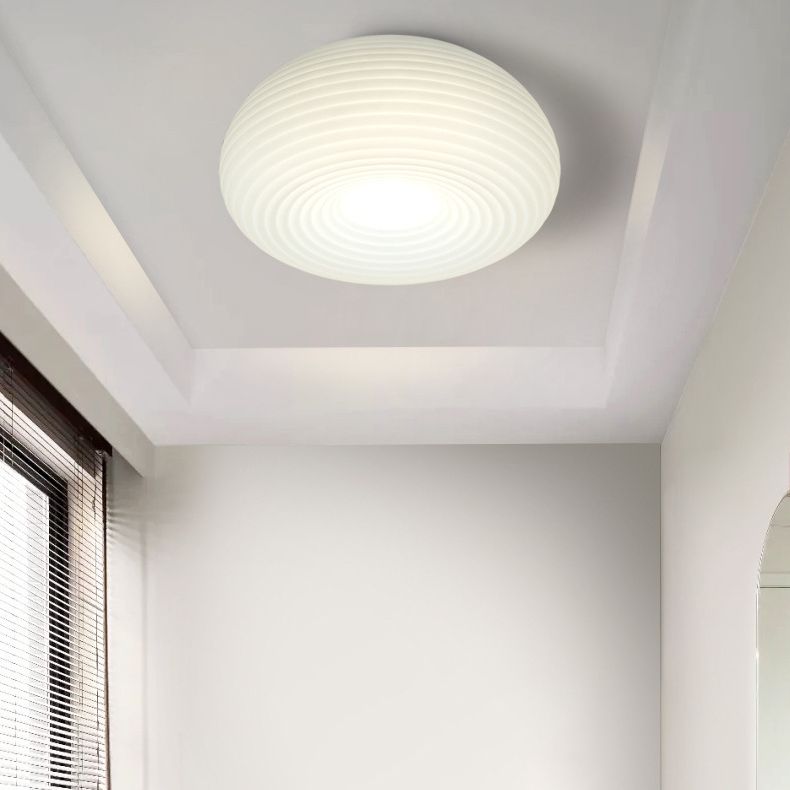 White Shaded Ceiling Light LED Contemporary Flush Mount Lighting for Home