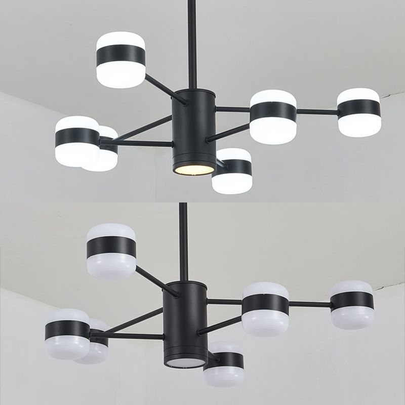 Minimalist LED Chandelier Pendant Light Black Shaded Hanging Light Fixture with Acrylic Shade
