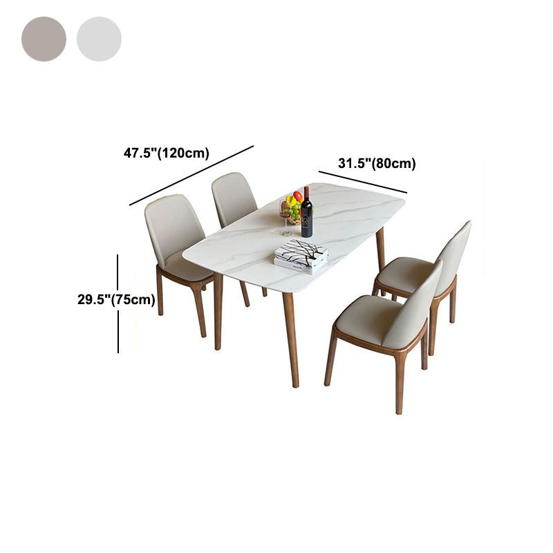 Contemporary Modern Rectangle Stone Table 4 Legs Home Kitchen Dinner Table