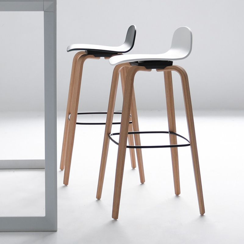 Scandinavian Armless Bar Height Stool Plastic and Solid Wood Bar Stool for Living Room