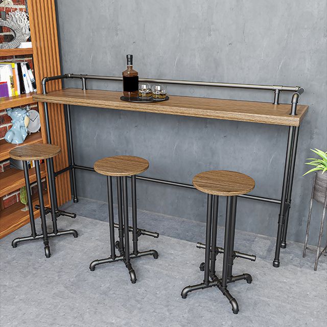 Industrial Metal Pub/Bar Table with Wood Top Counter Wine Table