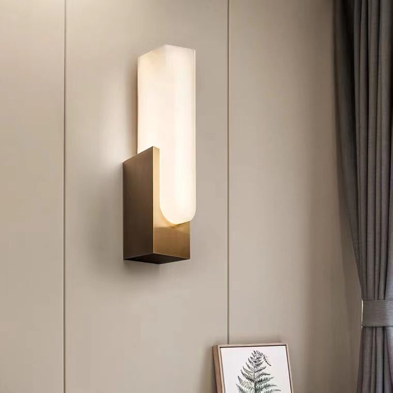 Post-Modern Wall Sconce Marble-Shade Sconce Light Fixture for Living Room