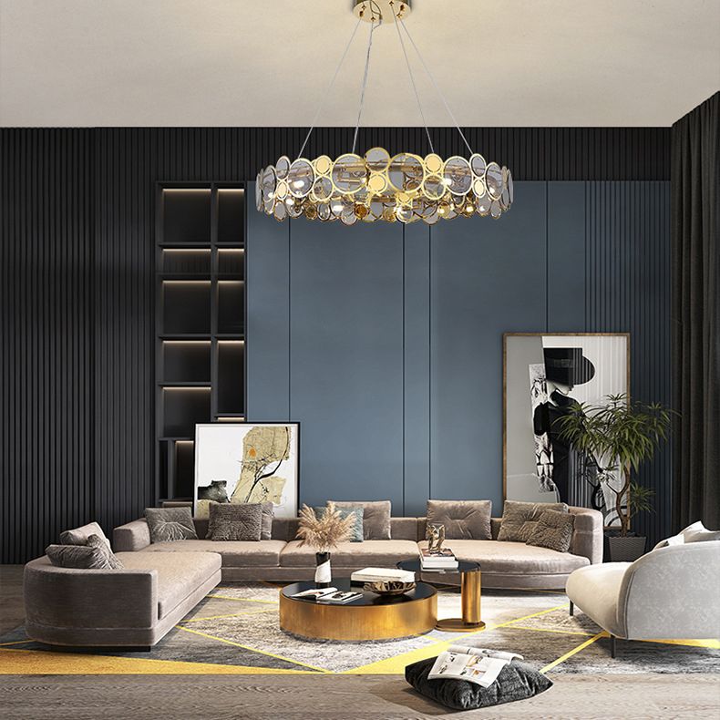 Postmodern Simplicity Circular Chandelier Light Fixtures Glass Hanging Pendant Lights for Restaurant