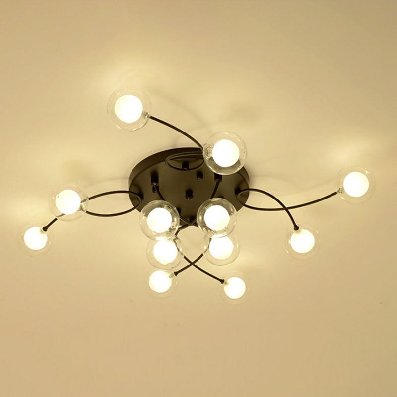 Lámpara de techo de múltiples luz iluminación de techo de vidrio de estilo moderno para sala de estar