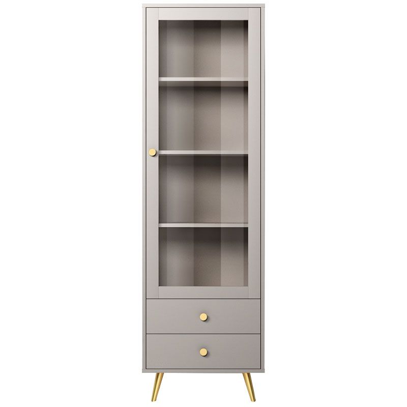 Glam Vertical Standard Bookcase Manufactured Wood Bookcase with Door and Drawers