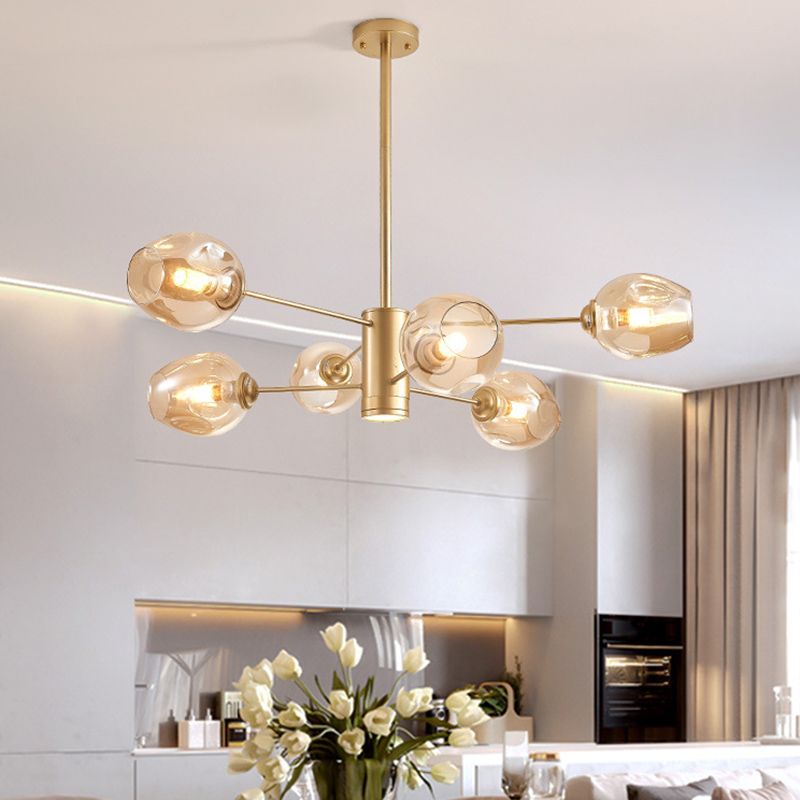 Luces de techo colgantes de vidrio de lámpara de Sputnik de lámpara moderna con cable colgante para sala de estar