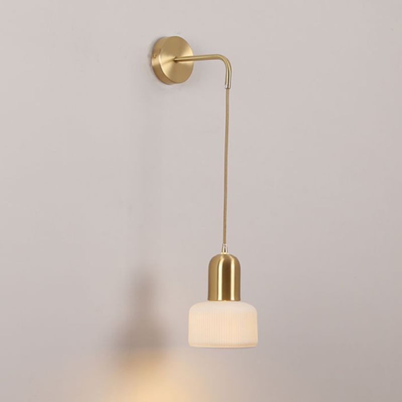 Nordic Style Wall Light Cylinder Shape Wall Lamp with Ceramics Shade for Bedroom