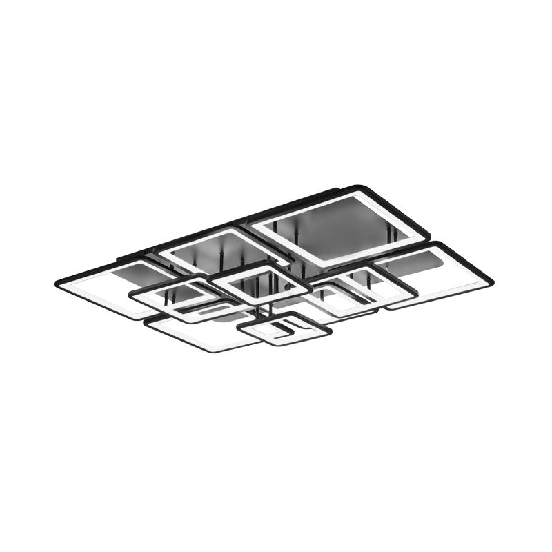 Lámpara LED semiempotrada para sala de estar, 4/6/8 luces, con pantalla acrílica cuadrada, luz de techo negra en luz cálida/blanca/natural