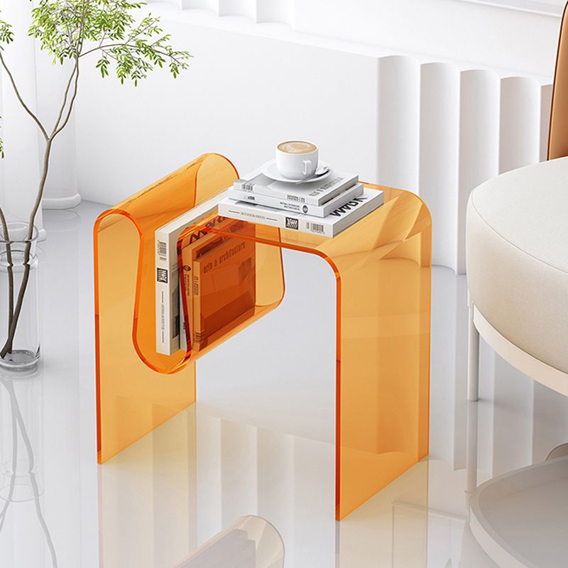 Glam Sofa Corner Table Square Sled Plastic Living Room with Shelf Side End Table