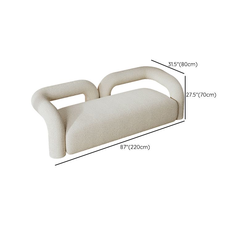 Modern White Tuxedo Arm Sofa Wool Statement Sofa for Living Room