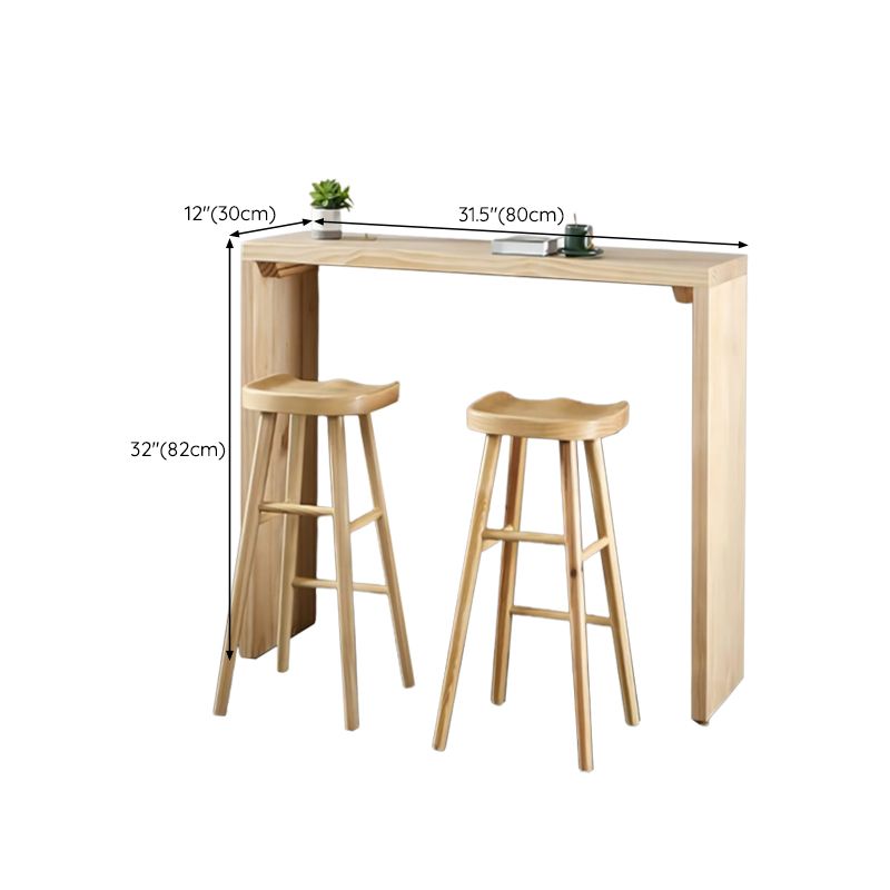 Rectangle Standard Height Bar Table Pine Solid Wood Bar Dining Table with Double Pedestal