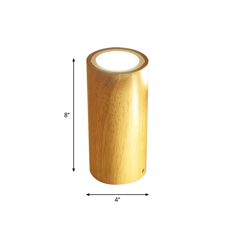 Round/Square Mini Corridor Ceiling Lamp Wooden 4"/6"/8" H LED Nordic Flush Mount Lighting in Beige