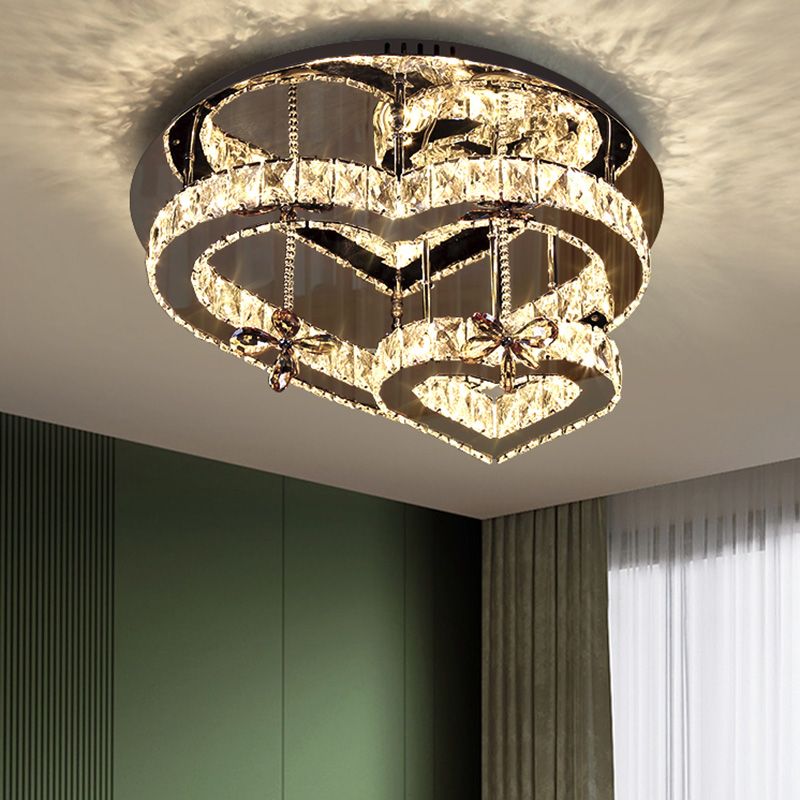 Corazón contemporáneo Flush Lighting Crystal 2 Luz de techo de luz de luz