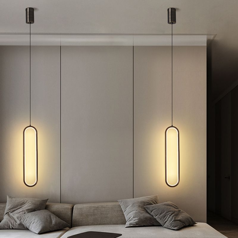 Linear Shape Metal Pendant Light Modern Style 1-Light Hanging Lamp