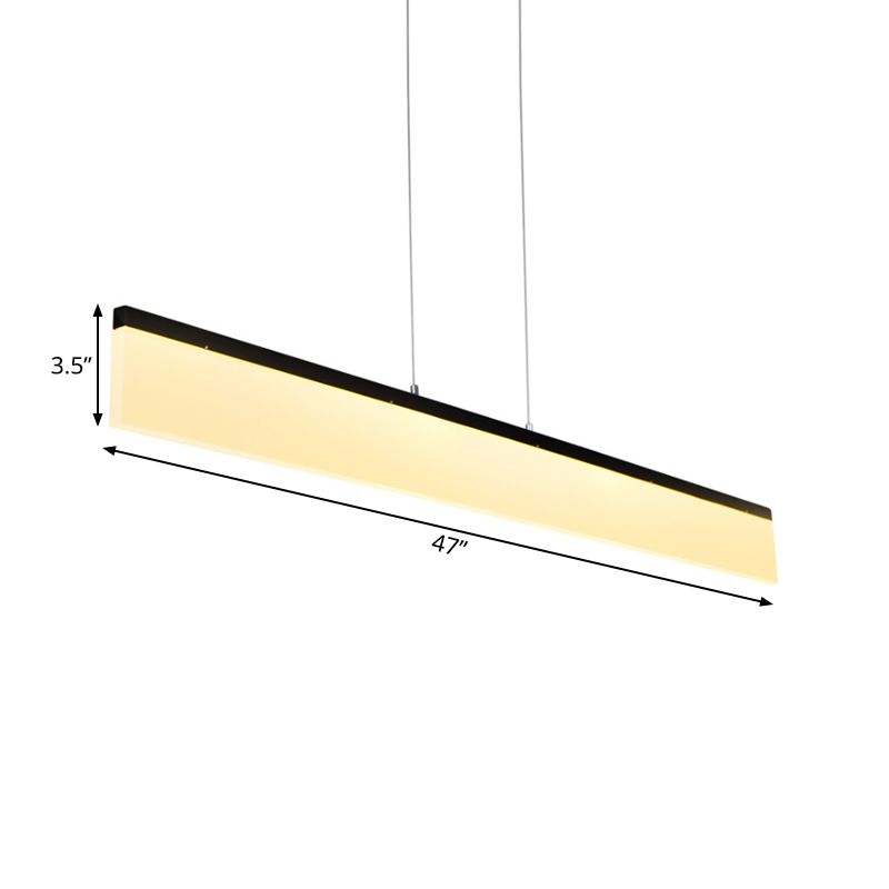 LED Office Pendant Light with Linear Acrylic Shade Black/Gold Ceiling Lamp over Table in Warm/White/Natural Light, 39"/47" Wide