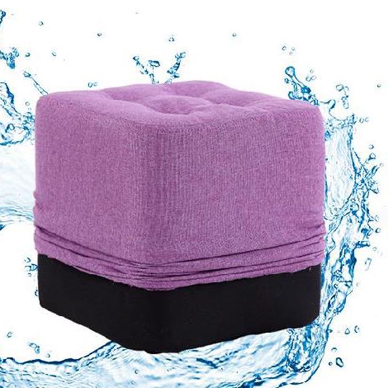 Modern Pouf Ottoman Fabric Upholstered Tufted Solid Color Square Ottoman