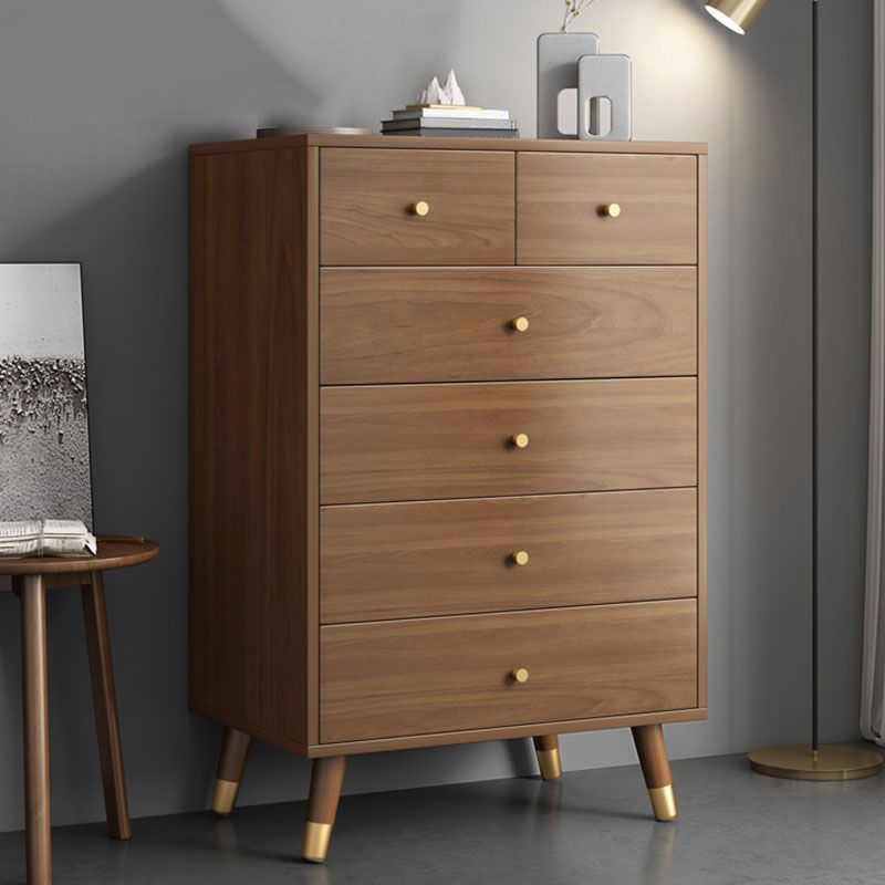 Classic Glam Chest Vertical Brown Wooden Storage Chest with Drawer