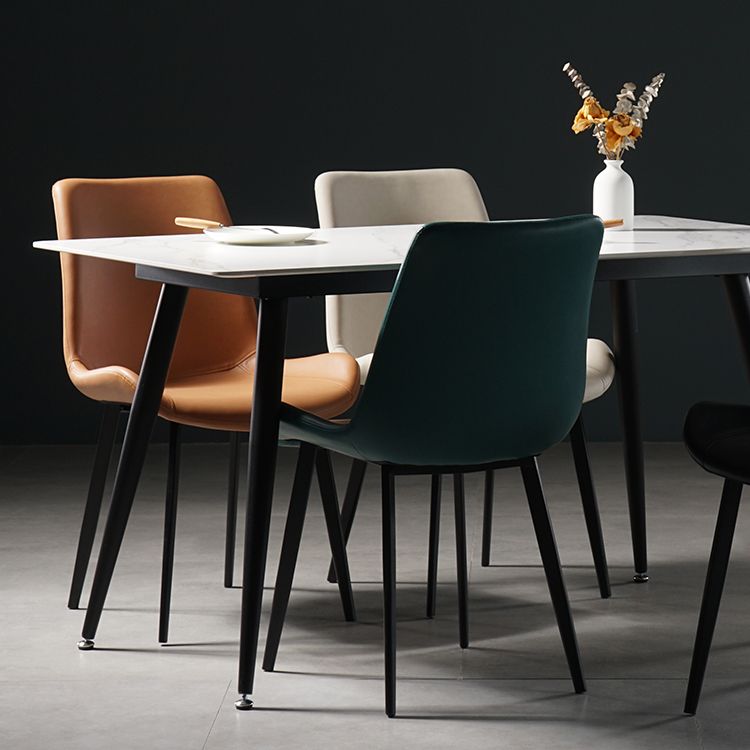 Silla lateral de comedor de metal de estilo nórdico, silla lateral de comedor sin brazos para cocina