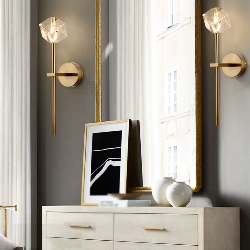 1 Light Wall Sconce Postmodern Style Crystal Wall Lighting for Living Room