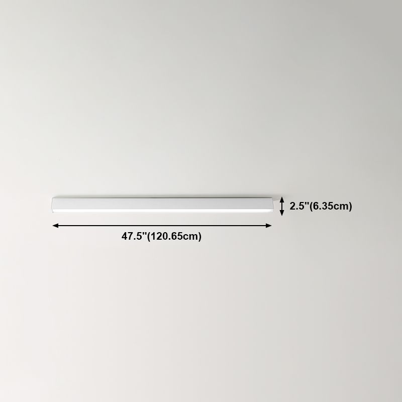 Linear Shape Ceiling Fixture Modern Style Metal 1 Light Ceiling Mounted Light in White