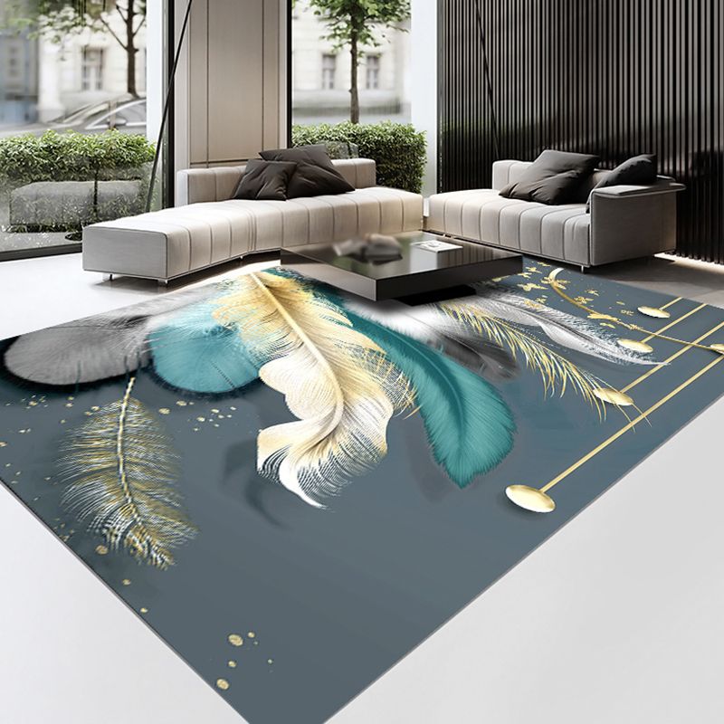 Gold Feather Carpet Polyester Gorgeous Carpet Non-Slip Backing Carpet for Home Decor