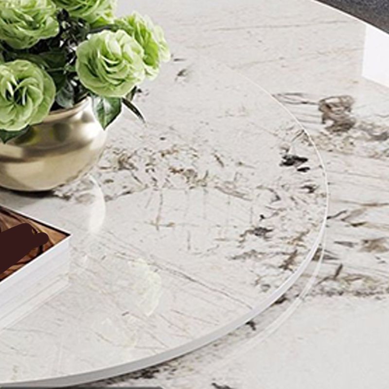 Contemporary Round Dining Table Steel Pedestal Base Table for Dining Room