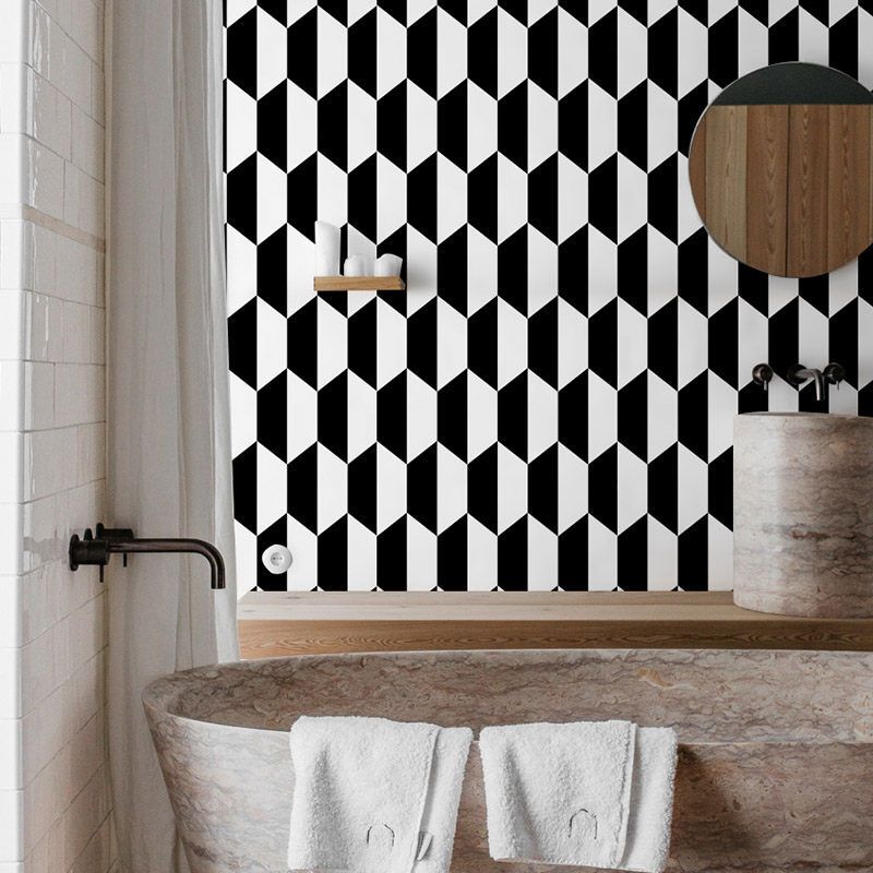 Kleurblok wanddecoratie voor woonkamer Harlequin behangrol in natuurlijke kleur, vlekbestendig