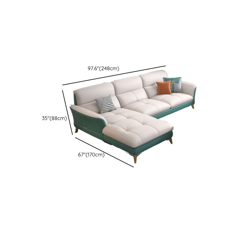 34.64 " H Genuine Leather Flared Arm Sofa & Chaise for Living Room