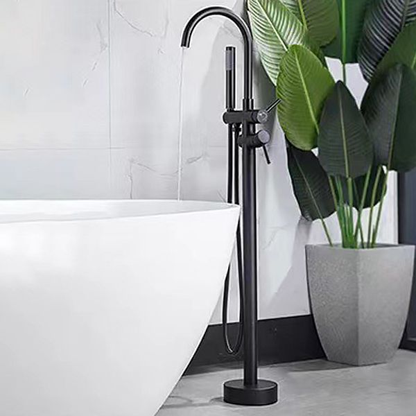 Traditional Floor Mounted Metal Freestanding Tub Filler Single Handle Freestanding Faucet