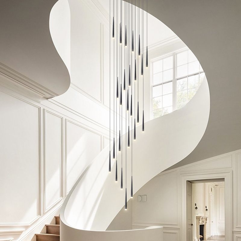 Spirales multi -Deckenlicht minimalistischer metallischer Treppenhängung Beleuchtung mit Acrylschatten