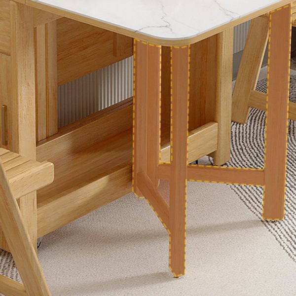 Rectangle Dining Table Stone Drop Leaf Folding for Dining Room