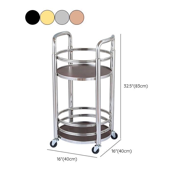 Modern Open Storage Prep Table Round Home Dining Kitchen Trolley