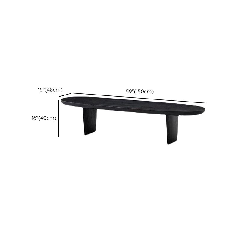 Scandinavian Oval Wood Coffee Table 15.75"H 2 Legs Cocktail Table